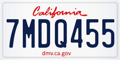 CA license plate 7MDQ455