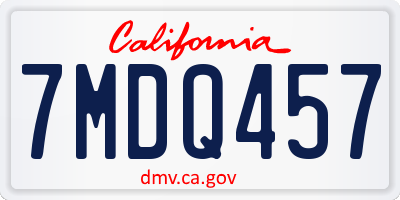 CA license plate 7MDQ457