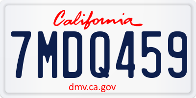 CA license plate 7MDQ459