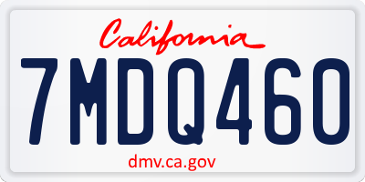 CA license plate 7MDQ460
