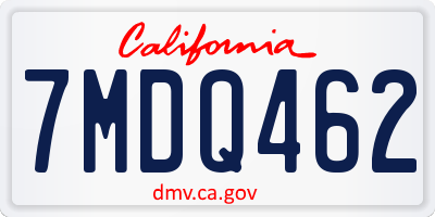 CA license plate 7MDQ462