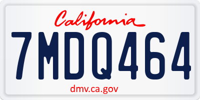 CA license plate 7MDQ464