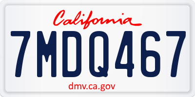 CA license plate 7MDQ467