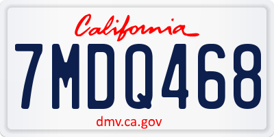 CA license plate 7MDQ468
