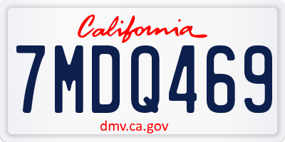 CA license plate 7MDQ469
