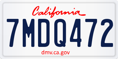 CA license plate 7MDQ472