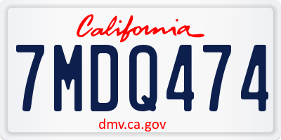 CA license plate 7MDQ474