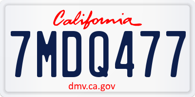 CA license plate 7MDQ477