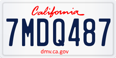 CA license plate 7MDQ487