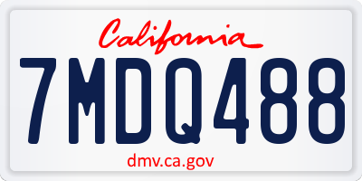 CA license plate 7MDQ488