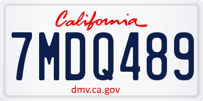CA license plate 7MDQ489