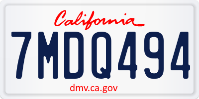 CA license plate 7MDQ494