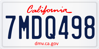 CA license plate 7MDQ498
