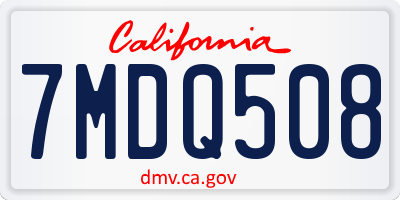 CA license plate 7MDQ508