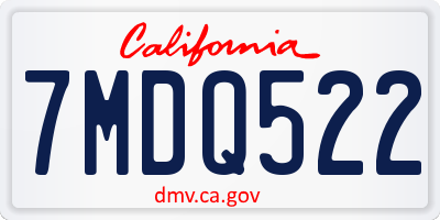 CA license plate 7MDQ522