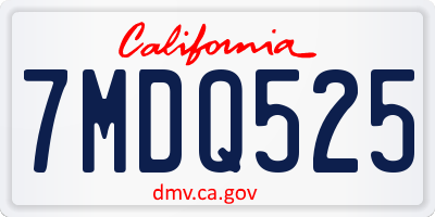 CA license plate 7MDQ525