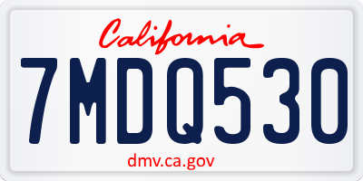 CA license plate 7MDQ530