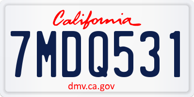 CA license plate 7MDQ531