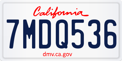 CA license plate 7MDQ536