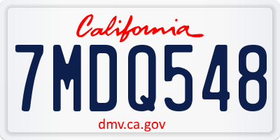 CA license plate 7MDQ548