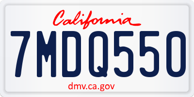CA license plate 7MDQ550
