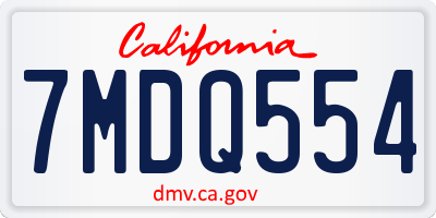 CA license plate 7MDQ554