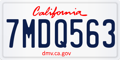 CA license plate 7MDQ563