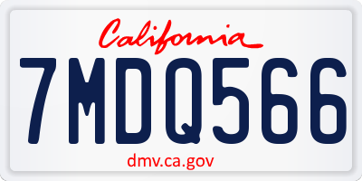 CA license plate 7MDQ566