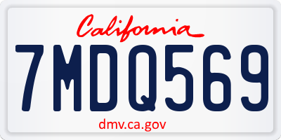 CA license plate 7MDQ569