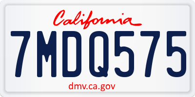CA license plate 7MDQ575