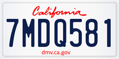 CA license plate 7MDQ581