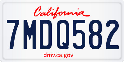 CA license plate 7MDQ582