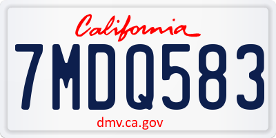 CA license plate 7MDQ583