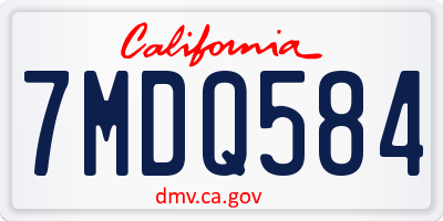 CA license plate 7MDQ584