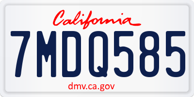 CA license plate 7MDQ585