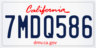 CA license plate 7MDQ586