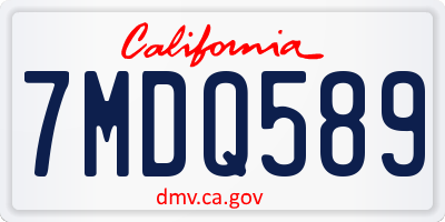 CA license plate 7MDQ589