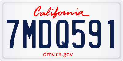 CA license plate 7MDQ591