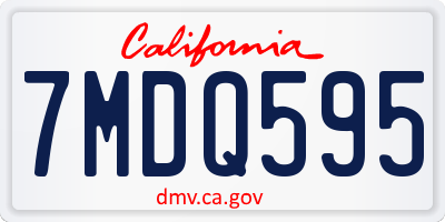 CA license plate 7MDQ595