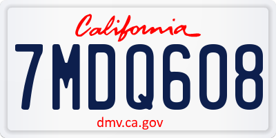 CA license plate 7MDQ608