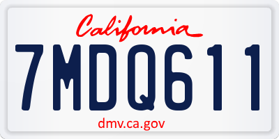 CA license plate 7MDQ611