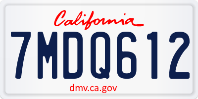 CA license plate 7MDQ612