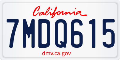 CA license plate 7MDQ615