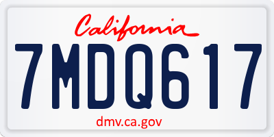 CA license plate 7MDQ617
