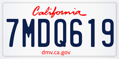 CA license plate 7MDQ619