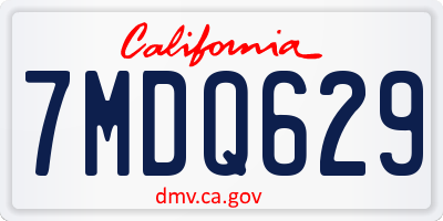 CA license plate 7MDQ629