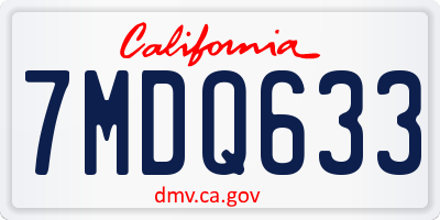 CA license plate 7MDQ633