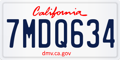 CA license plate 7MDQ634
