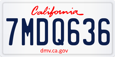 CA license plate 7MDQ636
