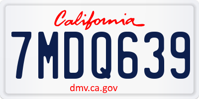 CA license plate 7MDQ639